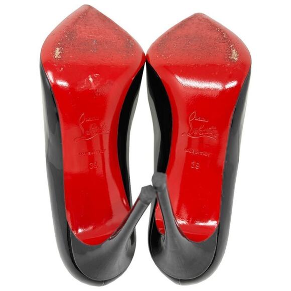 Christian Louboutin Pigalle Follies Black Patent Leather Pointed Toe Pumps Heels - Picture 8 of 10